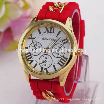 Trendy design 3 small dial face geneva branded watch